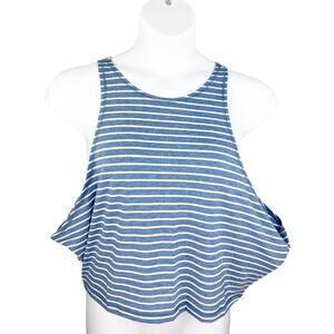 Yogalicious Slit Back Tank Blue White Stripe XL